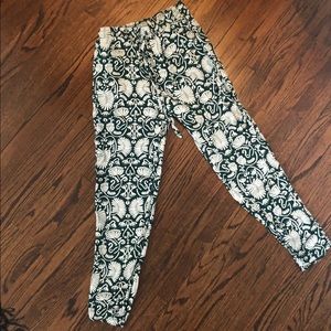 Zara green and white print joggers Size 2